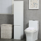 Kleankin Slim Bathroom Storage Cabinet with Adjustable Shelves - White-Adjustable shelves to meet your different storage needs  