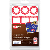 Avery 02380 Write-On Allergy Alert Labels - Assorted Sizes - Red Border - 44 Pack-Use as a reminder for children when sharing their food with others