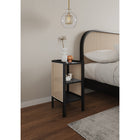 Manhattan Comfort Versailles 11.81" Industry Chic End Table - Black/Natural Cane-Fine Natural Cane Made from Authentic Wooden Rattan