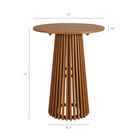 Modway Reed 3-Piece Outdoor Teak Wood Bar Set - Natural-31 Inch Round Slatted Tabletop & Pedestal Base