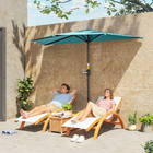 Outsunny Half-Round Patio Umbrella with Crank and Vent - 9.8' - Light Blue-Made of strong metal frame with superior strength