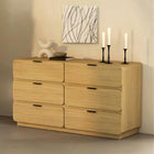 Manhattan Comfort Chrystie 60" Contemporary Modern 6-Drawer Double Dresser - Natural-Six spacious drawers provide generous storage for clothing and everyday essentials