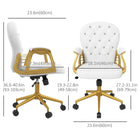 Vinsetto Vanity Office Chair with Button Tufted Backrest and Arms - White-360 degree swivel seat for easy mobility and optimal task engagement