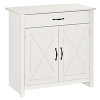 HOMCOM Farmhouse 31.5" L Sideboard Buffet Cabinet with Storage - White-The surface of this sideboard delivers a rustic style
