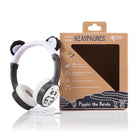 Planet Buddies Kids Furry Wired Headphones - Black/White (Panda)-Furry headband with animal print and ears