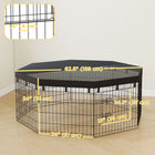 PawHut 24" H Foldable 8 Panel Dog Playpen with Top Cover - Black-Suitable for small pets, such as rabbits, ducks, cats 