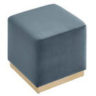 Modway Tilden 17" Square Performance Velvet Upholstered Ottoman - Cadet Blue/Natural-Arrives Fully Assembled