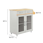 Modway Cuisine Kitchen Cart - Light Grey Natural-Rubberwood Top
