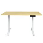 Ezywork Dual Motor 55" Long Electric Height Adjustable Standing Desk - 55" x 24" - White Frame / Bright Wood Table Top-Whole piece table top 55" x 24" (140cm x 60cm) 