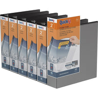 QuickFit View Binder - Round Ring - 2" - Black - 6 Pack-Round Ring View, Black, 400 Sheet Capacity, 2"