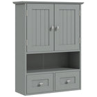 kleankin Bathroom Wall Cabinet with Shelf and Drawers - Grey-Wall-mounted design is space-saving