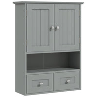 kleankin Bathroom Wall Cabinet with Shelf and Drawers - Grey-Wall-mounted design is space-saving
