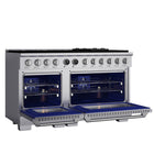 Kucht 60" KXP Series Dual Fuel Range Propane Gas - Stainless Steel-Heavy duty cast-iron cooking grates for serious heat allow movement of cookware from 1-burner to another without lifting