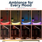 ShoppingAll LED Multi-Functional Office Lamp with RGB Base, Wireless Charger, and USB Charging - White-Ambient Lighting: The RGB Base Provides A Soft, Adjustable Ambient Glow To Create A Comfortable Working Environment.