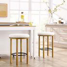Modway Fable Boucle Fabric Counter Stools - Oak Ivory - Set of 2-Boucle Fabric Upholstery