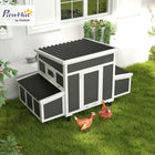 PawHut 35" H Wooden Chicken Coop with Nesting Box - Dark Grey-Outdoor paint and plastic wave roof protect against rainwater for weather protection 