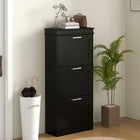 HOMCOM Narrow Shoe Cabinet with Flip Drawers & Adjustable Shelf - Black-2-level adjustable inner shelves are removable to store various of shoes