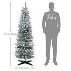 HOMCOM 6' Pencil Artificial Christmas Tree with Snow-Flocked Branches - Green-Section design for quick setup 