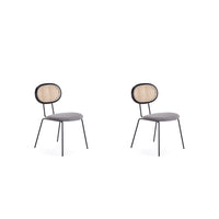 Manhattan Comfort Jardin 19.09" Industry Chic Upholstered Dining Chair - Black and Grey - Set of 2-Modern - Industry Chic Cane Dining Chair Perfect for Dining Room Use. Set of 2