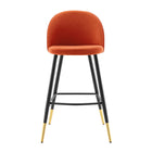 Modway Cordial Performance Velvet Bar Stools - Orange - Set of 2-8