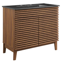 Modway Render 36" Bathroom Vanity - Walnut/Black-Mid-Century Modern Vanity