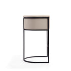 Manhattan Comfort Cosmopolitan 23.7" Mid-Century Modern Faux Leather Upholstered Bar Stool - Cream and Black - 2 Pack-Seat Height: 29.5"