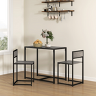 HOMCOM Industrial 3-Piece Small Space Dining Set - Grey-Crafted from solid MDF and galvanized steel frame for sturdiness and durability