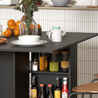 HOMCOM 55" Drop Leaf Folding Dining Table with Storage Shelves for 4-6 - Black-Solid particleboard frame for everyday durability