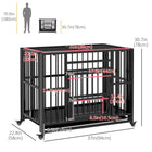 PawHut 37" Heavy Duty Dog Crate with Wheels - Black-Equipped with universal wheels for smooth movement 