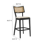 Modway Caledonia Wood Bar Stools - Black Beige - Set of 2-Elm Wood Frame