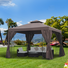 Outsunny 10 ft W x 10 ft L Outdoor Patio Garden Gazebo Canopy Shelter - Brown-Ideal for backyard, garden or other outdoor space, perfect for outdoor activities