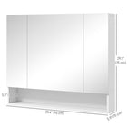 Kleankin Wall Mounted Bathroom Medicine Cabinet with Mirror - White-Mirrored doors to see easily when getting ready. Safe soft-closing hinges