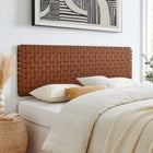 Modway Sparta Weave Wall-Mount Vegan Leather King Headboard - Walnut Brown-Wood Frame