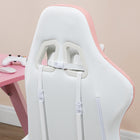 Vinsetto Computer Gaming Chair with Footrest and Swivel Wheels - White-White faux leather upholstery, with a coloured border