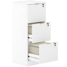 HOMCOM 3-Drawer Fluted Vertical Letter/A4 Filing Cabinet with Lock - White-Compact design fits perfectly in small spaces
