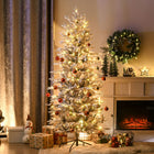 HOMCOM 6' Pre-Lit Snow-Flocked Artificial Christmas Arctic Fir Tree - Green-Sprayed with artificial snow to add wintry appearance 