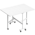 HOMCOM 47.2" Lockable Wheel Mobile Drop Leaf Folding Dining Table for 2-4 - White-Drop leaf design seats up to six people. Great for when you need to create more dining space, when space is limited day-to-day