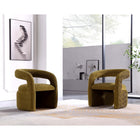 Manhattan Comfort Corvette 28.7" Mid-Century Modern Velvet Upholstered Dining Chairs - Olive Green - Set of 2-Frame Made of Kiln Dried Pine Wood with Dowelled Joints and Reinforced Corners