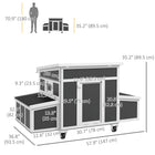 PawHut 35" H Wooden Chicken Coop with Nesting Box - Dark Grey-Pull-out tray for easy cleaning 