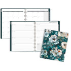 Cambridge 2027 Large Weekly/ Monthly Planner - 11-¼" H x 9" W - Teal Garden - Bilingual-Twin coil binding