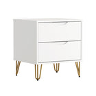 Manhattan Comfort Avira 20" Mid-Century Modern 2-Drawer Nightstand - White-Minimalist drawer front with a discreet cutout handle for a seamless, modern appearance