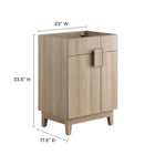 Modway Miles 24" Bathroom Vanity Cabinet - Oak-Hinged Doors
