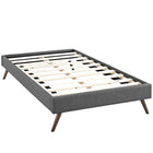 Modway Loryn Fabric Twin Bed Frame with Round Splayed Legs - Grey-Solid Wood Frame