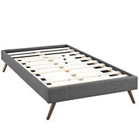 Modway Loryn Fabric Twin Bed Frame with Round Splayed Legs - Grey-Solid Wood Frame