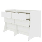 Manhattan Comfort Coney 27.55" Mid-Century Modern Dresser 2-Piece Set - White-Unique Continuous Side Panels to Create Curved Legs.