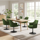 Modway Lippa Swivel Dining Performance Velvet Armchair - Black Moss Green-Slightly Reclined Back