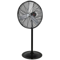 Matrix Industrial 30" Oscillating Pedestal Fan-All-metal construction, chrome grill and base painted black