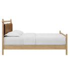 Modway Leni Full Size Vegan Leather and Wood Platform Bed Frame - Light Oak Canyon-No Box Spring Needed