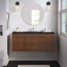 Modway Render 48" Wall-Mount Bathroom Vanity - Walnut/Black-MDF and Particleboard