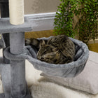 PawHut 55" Activity Center Cat Tree Tower with Hanging Ball Toys, Condo, Hammocks and Ramp - Grey-Multi-level design satisfies your pet's desire to climb 